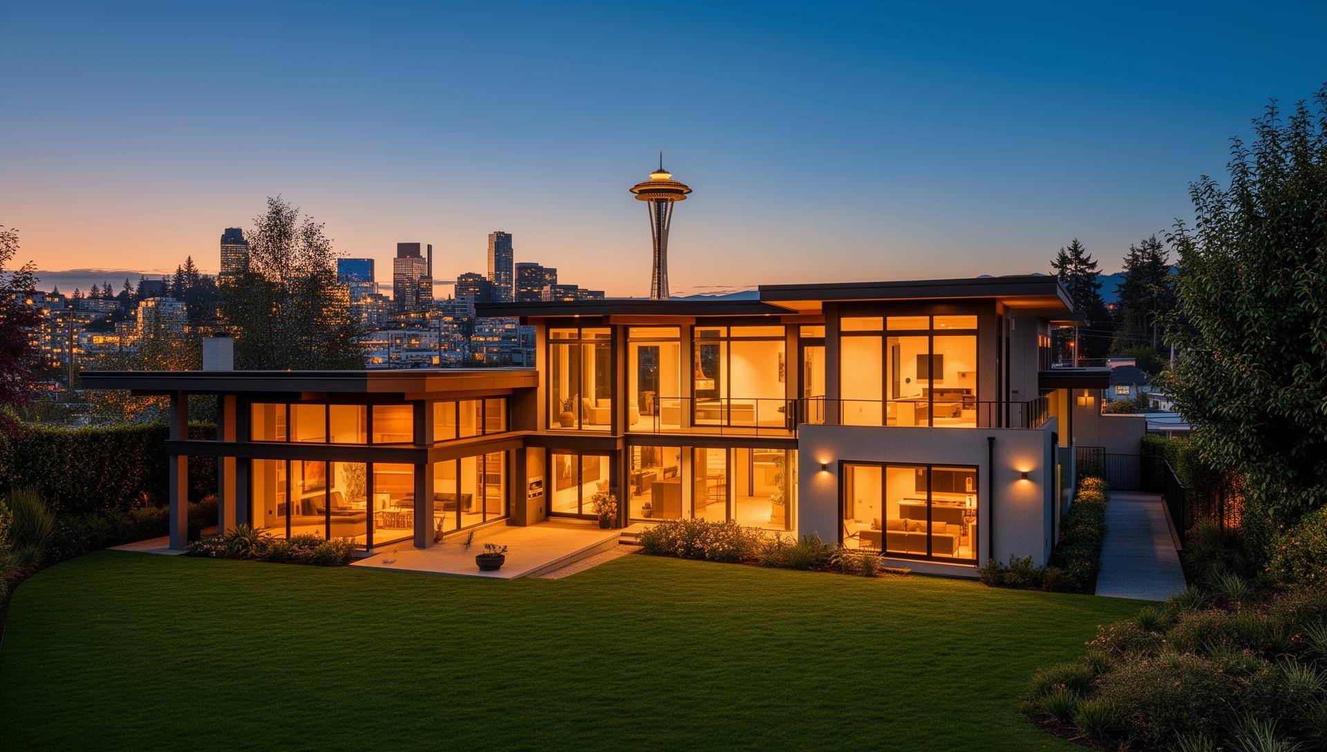Beautiful Seattle home at twilight